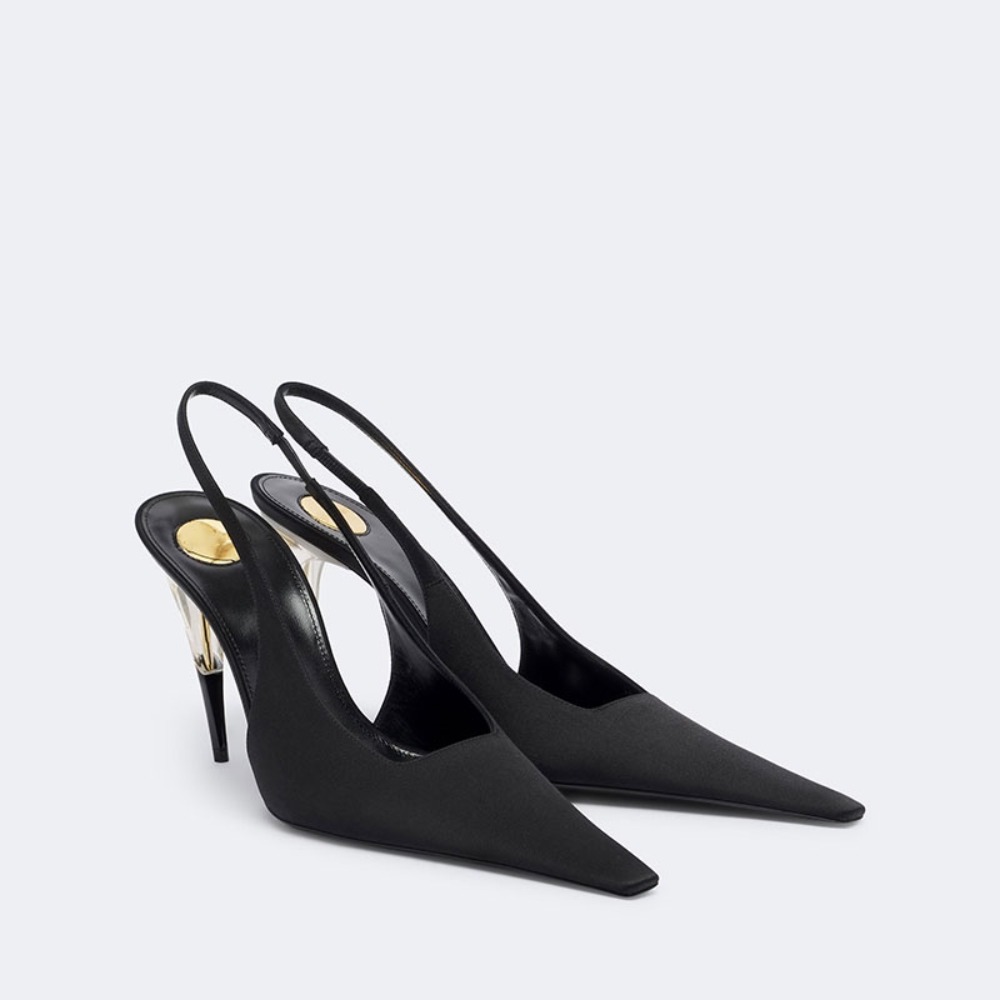 Clear Strap Heel - Sepatu Stiletto Wanita Berbahan Satin dengan