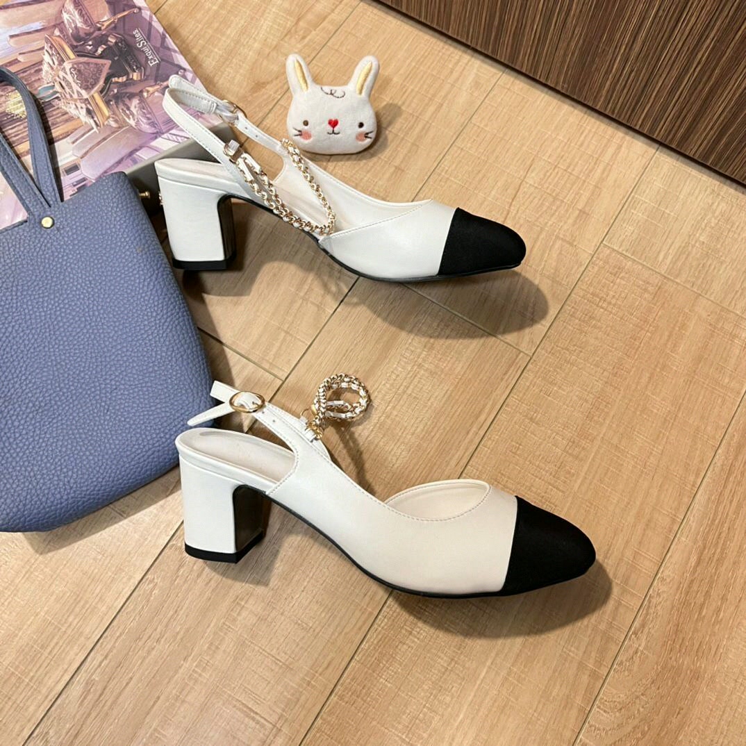 Women Shoes Sandals - Sepatu Slingback Wanita Dua Warna Hitam