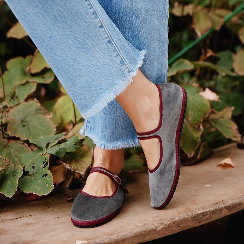 Women Shoes Jeans - Sepatu Flat Jeans Mary Abu-abu Sepatu