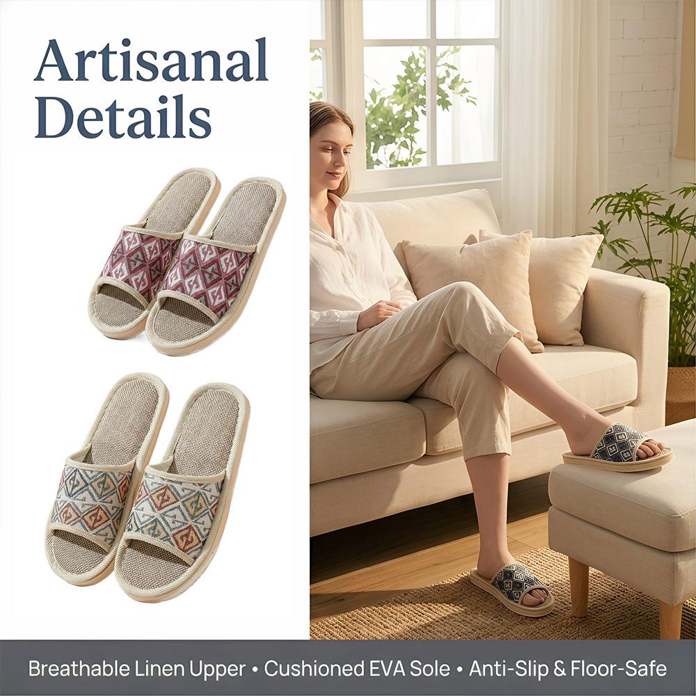 Sendal Rumah Linen Four Season - Women Shoes Sandals ulasan dan harga