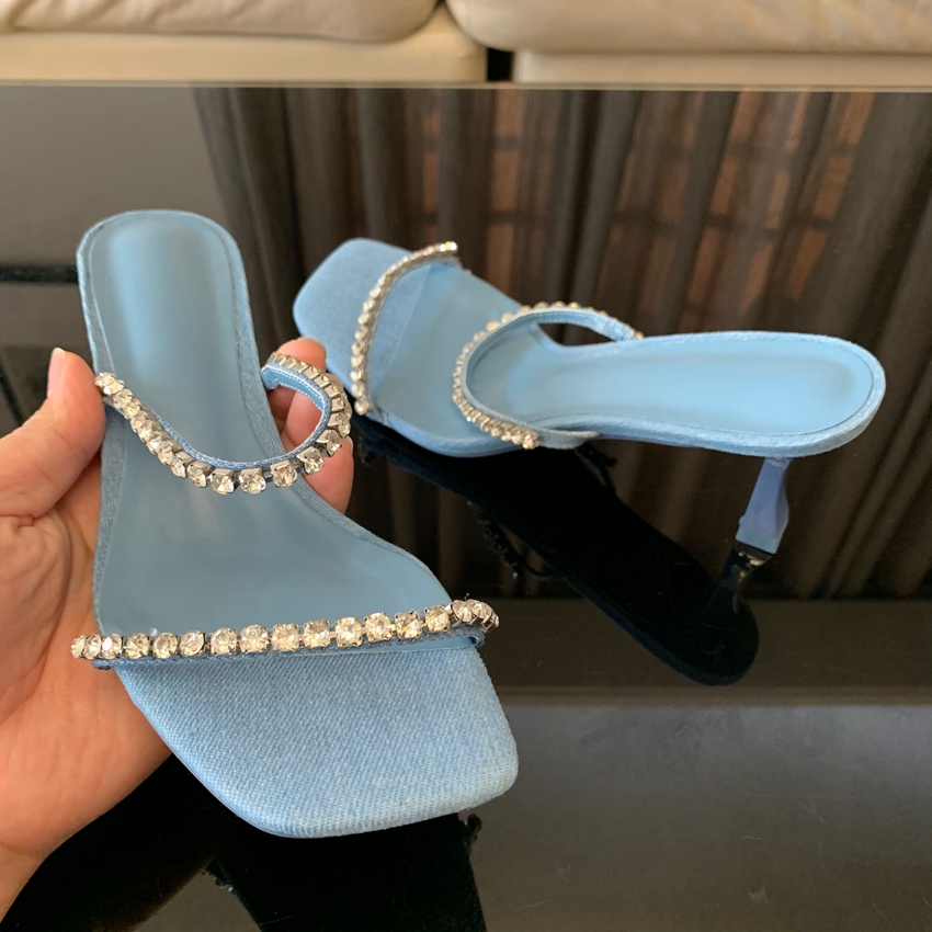 Denim sandal hak tinggi wanita - Women Shoes Jeans ulasan dan harga