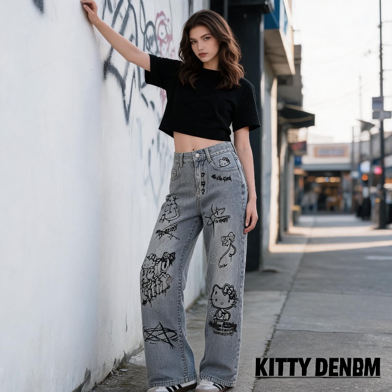 Jeans Wanita Bergaya Kartun Mi - Women Shoes Jeans ulasan dan harga