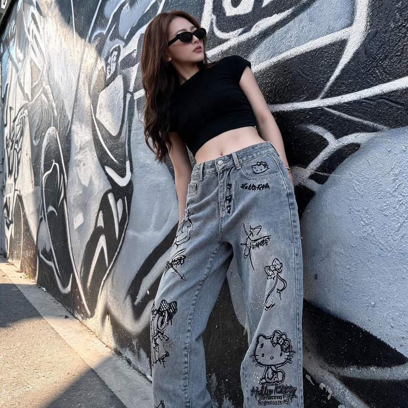 Jeans Wanita Bergaya Kartun Mi - Women Shoes Jeans ulasan dan harga