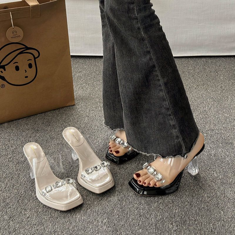 Sandal Wanita Satu Tali Musim  - Clear Strap Heel ulasan dan harga