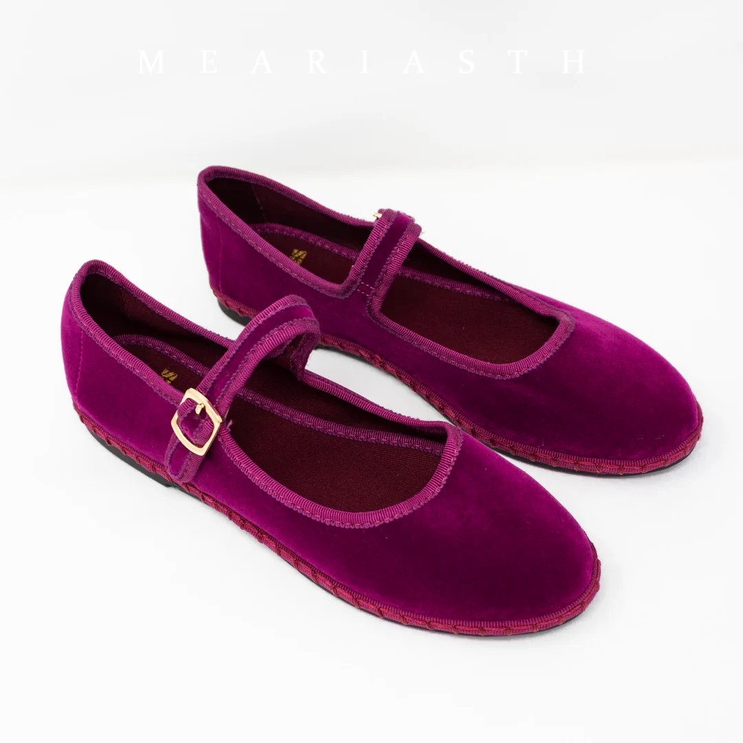 Sepatu Flat Jeans Merah Mary u - Women Shoes Jeans ulasan dan harga