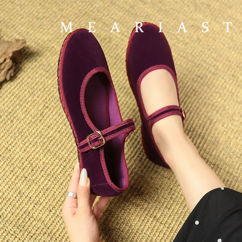 Sepatu Flat Jeans Merah Mary u - Women Shoes Jeans ulasan dan harga