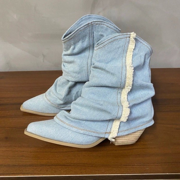 Bot pendek Denim berlipat wani - Women Shoes Jeans ulasan dan harga