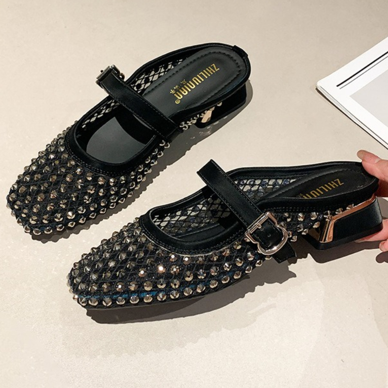 Sendal Wanita Model Mules Hak  - Women Shoes Sandals ulasan dan harga