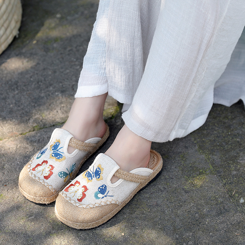 2025 Sandal Datar Mules Bordir - Women'S Shoes Vegan ulasan dan harga