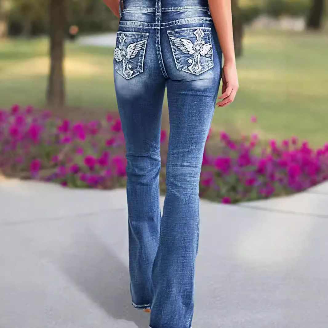 Jeans Potongan Boot Bordir Pin - Women Shoes Jeans ulasan dan harga